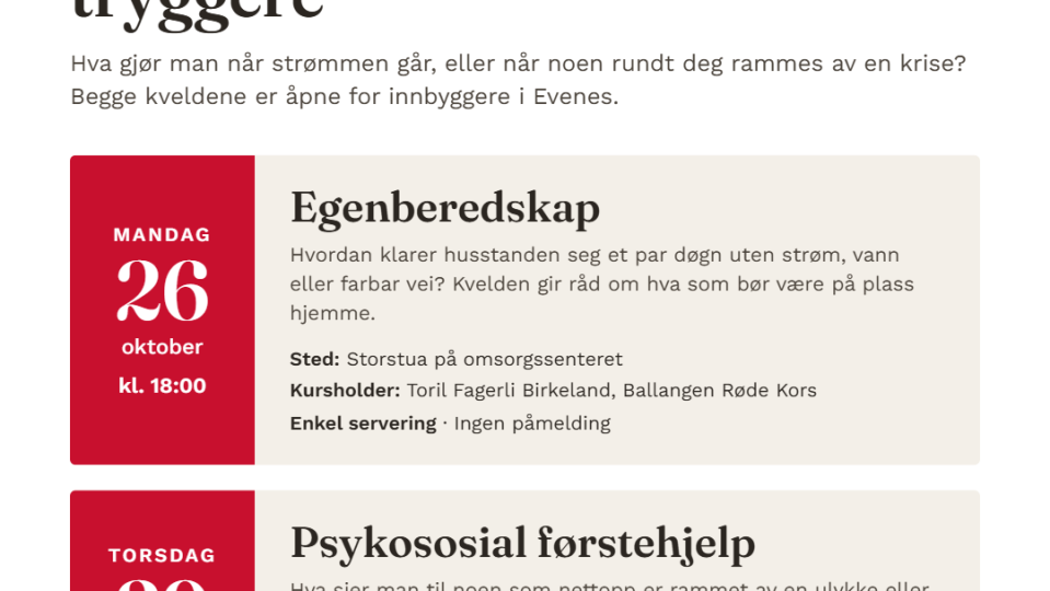 Lenke til artikkel: Nyttige kurskvelder i egenberedskap